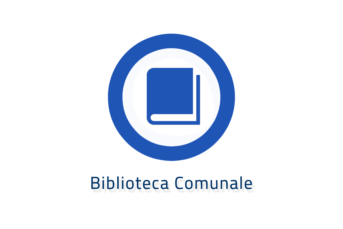 cerchio blu con all'interno un libro blu e la scritta biblioteca comunale